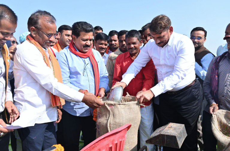 आज कवर्धा के महाराजपुर धान खरीदी केंद्र में उप मुख्यमंत्री श्री विजय शर्मा द्वारा विधिवत पूजा-अर्चना कर धान खरीदी सत्र 2025-26 का शुभारंभ किया गया। इस अवसर पर प्रदेश सरकार के वरिष्ठ अधिकारी, जनप्रतिनिधि, जिला प्रशासन के अधिकारी, किसान भाई-बहन तथा ग्रामीण बड़ी संख्या में उपस्थित रहे।